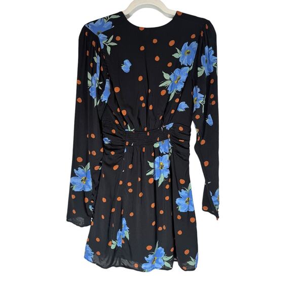 Free People Date Night Mini Dress in Moonlight Combo Black Floral Long Sleeve XS - Picture 5 of 10